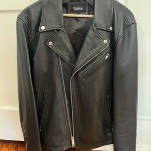 Quince Black Leather Motorcycle Jacket